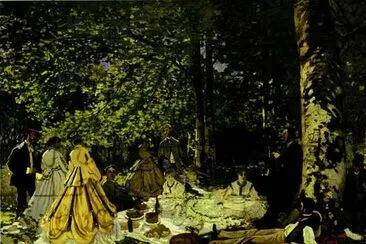 クロード・モネ。ピクニック（Le dejeuner sur l'herbe）。 1865-1866。