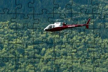 Helicopter over a forest jigsaw puzzle