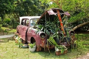 Vintage Car with Plants jigsaw puzzle