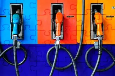 Gas pump nozzles in a service station jigsaw puzzle