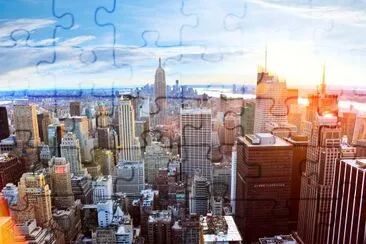 Aerial view of Manhattan skyline at sunset, NY jigsaw puzzle