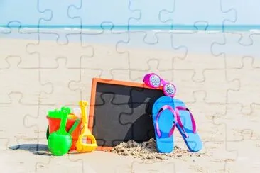  Flip flop, sunglasses, children toys on the beach jigsaw puzzle