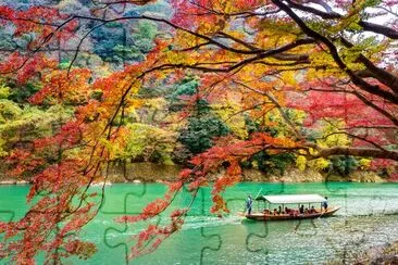 Arashiyama in autumn along the river in Kyoto jigsaw puzzle