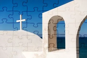 White roof of a chapel on Santorini Island, Greece jigsaw puzzle