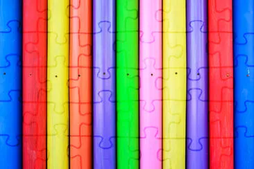 Multicolor tube wal jigsaw puzzle