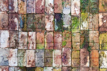 Old colorful cracked bricks as a background jigsaw puzzle