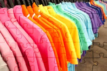 Fashion clothes on clothing rack - bright colorful jigsaw puzzle