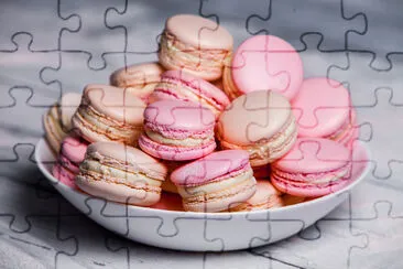 Macaron cookies in white bowl jigsaw puzzle