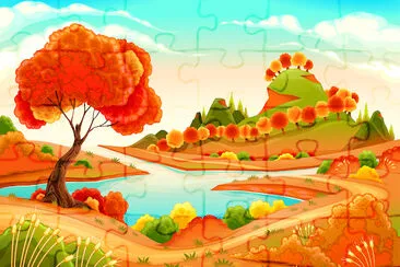 Landscape with Pond, Hills and Trees jigsaw puzzle