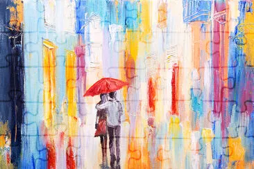 Lovers Under the Rain Painting jigsaw puzzle