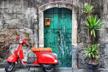 Red Scooter in the City jigsaw puzzle