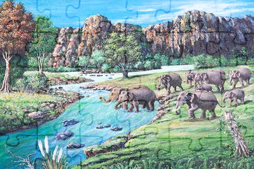 Elephants Oil Painting jigsaw puzzle