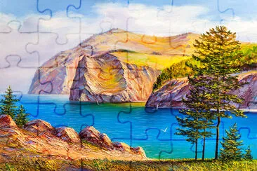 Montagne in riva al mare, illustrazione