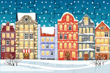 Snowy Town Illustration jigsaw puzzle