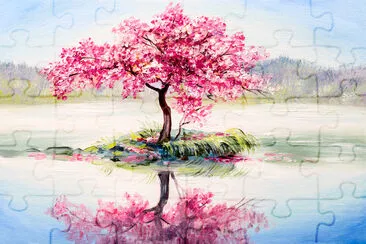 Sakura Tree in a Lake jigsaw puzzle