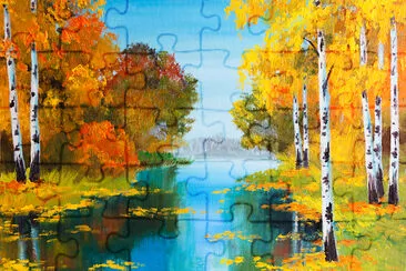 Birch Forest near a River jigsaw puzzle