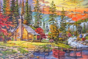 The sunset on the lake jigsaw puzzle