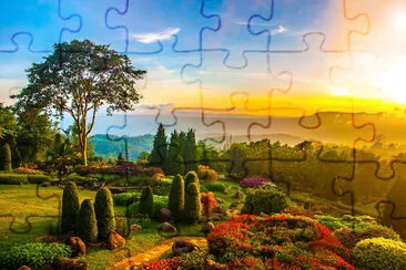 Beautiful Garden and Sunrise jigsaw puzzle