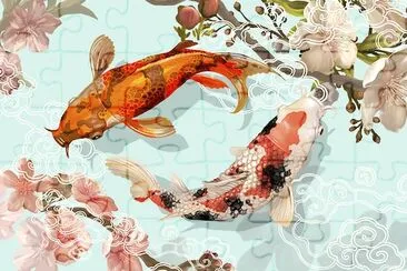 Two Japanese Koi fish  jigsaw puzzle