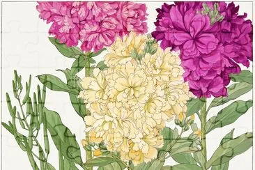 Stock flower woodblock painting jigsaw puzzle