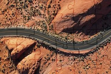 Aerial view of a winding road in Nevada, USA jigsaw puzzle