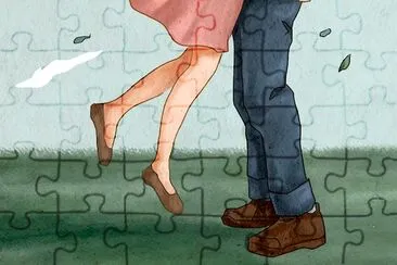 A loving couple embracing and in celebration jigsaw puzzle