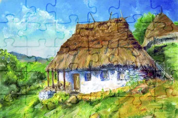 Old house under thatched roof jigsaw puzzle