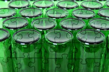 Piles of recycled glass beer bottles jigsaw puzzle