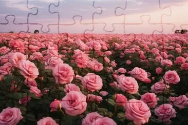 Blooming Pink Roses Landscape jigsaw puzzle