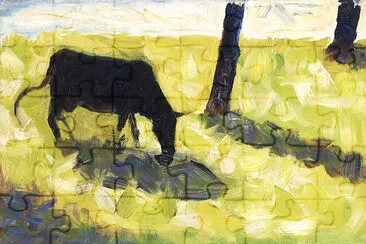 Black Cow in a Meadow jigsaw puzzle