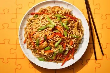 Chow mein chopsticks noodle jigsaw puzzle