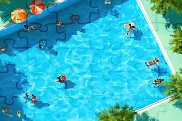 Swimming in the Pool Aerial View jigsaw puzzle