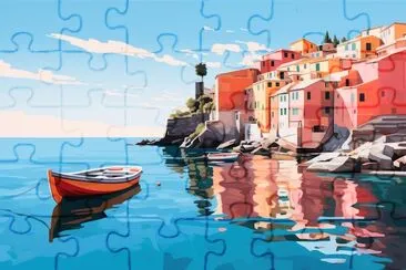 Boat by the City jigsaw puzzle