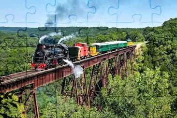 Steam Train pass Bass Point Creek Bridge jigsaw puzzle