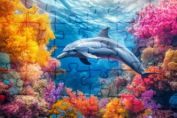 Playful Dolphin in the Coral Reef jigsaw puzzle