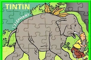 פאזל של Tintin avec un éléphant