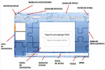 Partes de la ventana de Powerpoint 2010 jigsaw puzzle