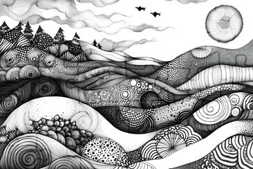 Zentangle Abstract Landscape jigsaw puzzle