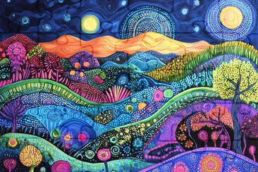 Colorful Zentangle Landscape jigsaw puzzle