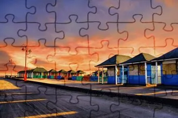 Beach huts - sunset over the boxes