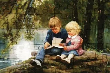 46. Disfrutando la lectura. Pintura de Donald Zolan