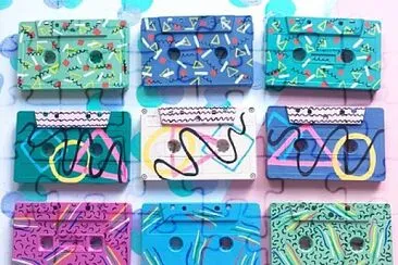 9 colorful cassettes jigsaw puzzle