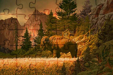 buffalo, rocky mountains jigsaw puzzle