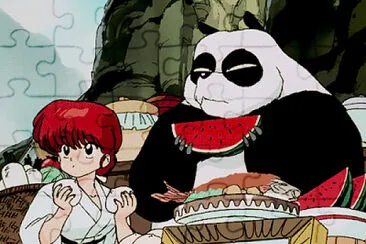 ranma y su papa se comen el premio