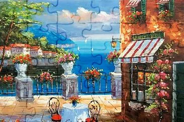 Modern Mediterranean Landscape-Oil Painting- jigsaw puzzle