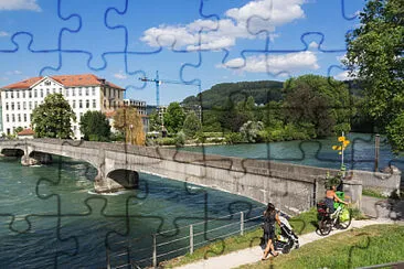 Foot Bridge over Reuss River jigsaw puzzle