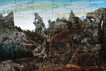 Max Ernst - Paysage avec lac et chimeres (1940) jigsaw puzzle