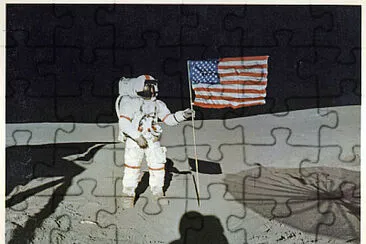 David Scott and flag on moon