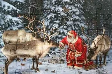 Papa Noël et ses rennes jigsaw puzzle