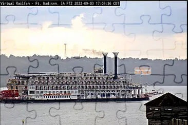 American Queen on the Mississippi River passing Ft Madison,IA/USA jigsaw puzzle